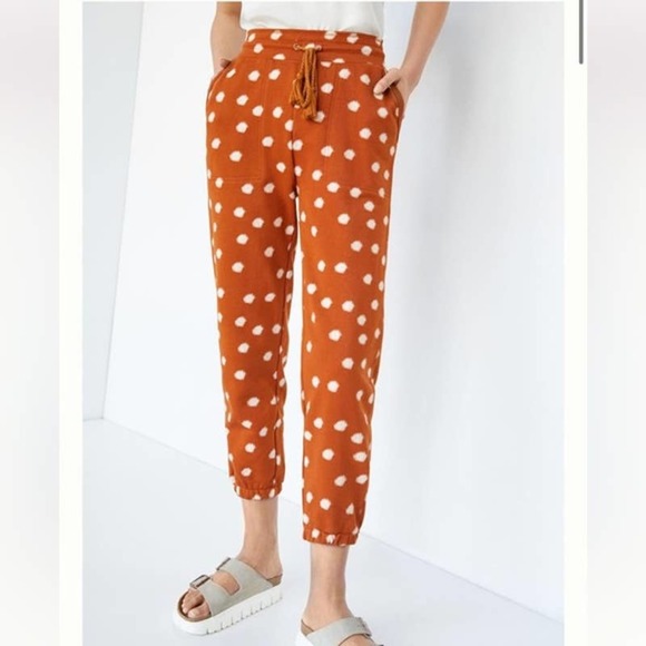 Daily Practice Womens Polka Dot Jogger Pants Drawstring Waist Size XS RUST - Picture 1 of 8